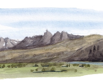 RAMSHORN MOUNTAIN RANGE - Wyoming Plein Air Landscape Watercolor Painting, Continental Divide Art Print, Drawn There