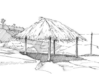 WIND and SEA BEACH - La Jolla, San Diego, California, Pacific Ocean, Surf Spot, Pen and Ink, Drawing, Sketchbook, Art, Drawn There