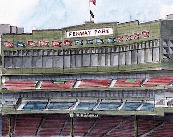FENWAY PARK - Boston Baseball Stadium Watercolor Painting Art Print