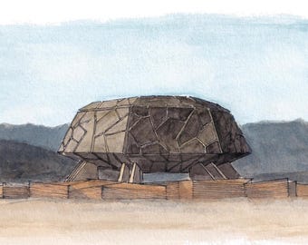 Temple of the Deep | Black Rock City 2025 | Watercolor & Ink Print | Drawn There