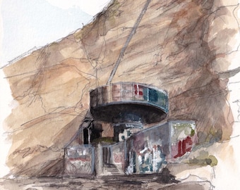 Mushroom House La Jolla | Black’s Beach Pavilion | Watercolor Print | Drawn There