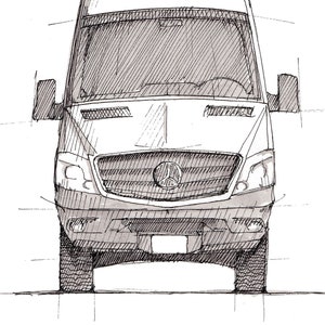 SPRINTER CAMPER VAN - Pen and Ink, Drawing, Sketch, Art Print, Vanlife, Camping, Roadtrip, Van.There, Mercedes Sprinter, Drawn There