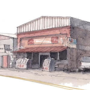 FORESTBURG COUNTRY STORE - Rural Texas, Feed Store, General Store, Plein Air Watercolor Painting, Drawing, Sketchbook, Art, Drawn There