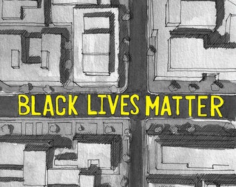 BLACK LIVES MATTER Street Art, Washington dc - Protest, Drawing, Watercolor Painting, Sketchbook, Drawn There