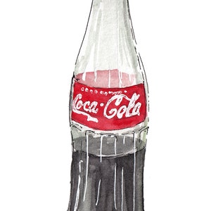 MEXICAN COKE BOTTLE - Coca Cola, Green Glass, Soda, Classic, Drawing, Watercolor Painting, Sketchbook, Art, Print, Drawn There