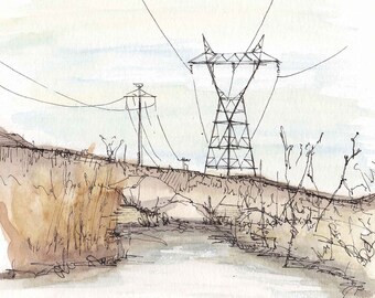 KEOUGH HOT SPRINGS - i395, Bishop, California, Sierra Nevada, Drawing, Pen and Ink, Painting, Watercolor, Sketchbook, Art, Drawn There