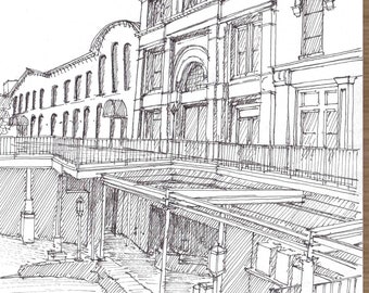 FACTORS WALK SAVANNAH - Georgia, Architecture, Cotton, Pen and Ink, Drawing, Art, Sketchbook, Drawn There