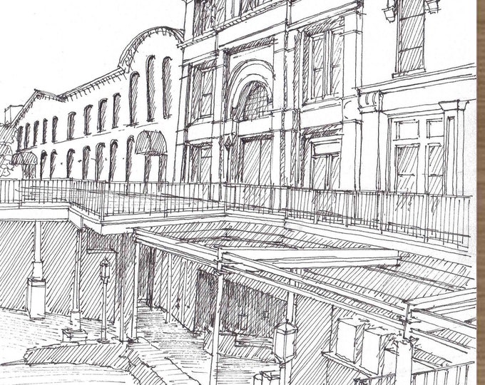 FACTORS WALK SAVANNAH - Georgia, Architecture, Cotton, Pen and Ink, Drawing, Art, Sketchbook, Drawn There