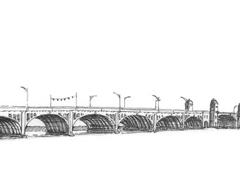 HANOVER STREET BRIDGE - Baltimore, Maryland, Historic, Stone, Chesapeake Bay, Drawing, Pen and Ink, Sketchbook, Art, Drawn There