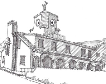 CHICKEN CHURCH in Saint Petersburg, Florida - Quirky, Architecture, St. Pete, Pen and Ink , Drawing, Sketchbook, Art, Drawn There