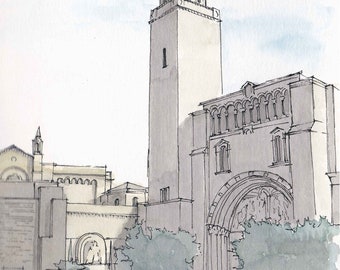 FOREST LAWN CEMETERY - Great Mausoleum, Los Angeles, Michael Jackson, Architecture, Drawing, Pen and Ink, Watercolor, Painting, Drawn There