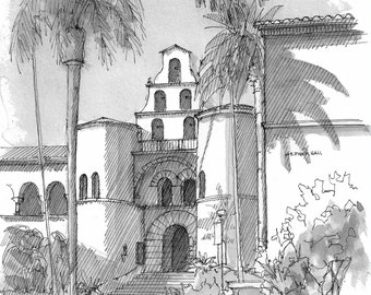 SAN DIEGO STATE University - Architecture, California, Spanish Renaissance, Steeple, Tower, College, Campus, Quad, Masterplan, Drawn There