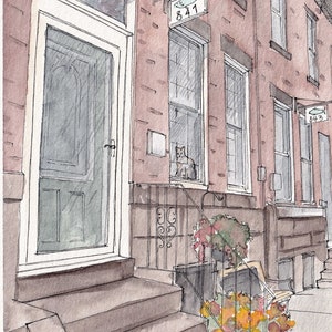 BALTIMORE ROWHOME - Maryland, Street, Urbansketching, Stoop, Brick Architecture, Drawing, Watercolor Painting, Sktchbook, Art, Drawn There