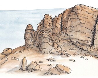 ANZA BORREGO Rock Formations - California, State Park, Climbing, Landscape, Ink and Watercolor, Painting, Drawing, Sketchbook, Drawn There