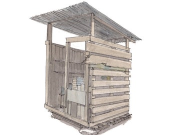 FREE MINI LIBRARY Santa Monica, California - Drawing, Pen and Ink, Painting, Watercolor, Art, Sketchbook, Pallet Architecture, Drawn There