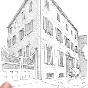HEYWARD WASHINGTON HOUSE in Historic Charleston, South Carolina - Architecture, Drawing, Art, Sketchbook, Print, Pen and Ink, Drawn There