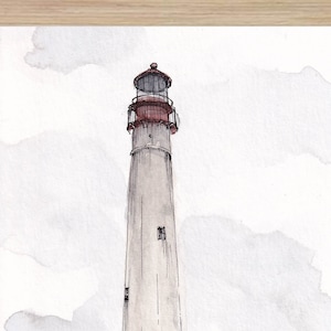 CAPE MEI LIGHTHOUSE - Architectuur, Strand, Oceaan, New Jersey, Tekening, Plein Air Aquarel Schilderij, Schetsboek, Kunst, Daar getekend