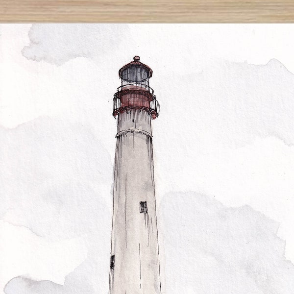 CAPE MAY LIGHTHOUSE - Architecture, Beach, Ocean, New Jersey, Drawing, Plein Air Watercolor Painting, Sketchbook, Art, Drawn There