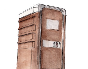 PORTA POTTY - Porto John, Portable Restroom, Toilet, Outhouse, Drawing, Watercolor Painting, Sketchbook, Art, Print, Drawn There