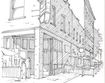 VOODOO DONUTS PORTLAND, Oregon - Doughnuts, Late Night, Architecture, Drawing, Pen and Ink, Sketchbook, Art, Drawn There