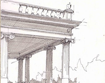 CLASSICAL GREEK COLUMNS at Montalvo Arts Center in San Jose - Architecture, Pen and Ink, Perspective, Drawing, Sketchbook, Art, Drawn There