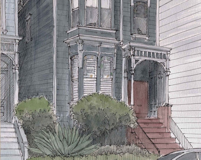 VICTORIAN HOUSE San Francisco - Architecture, California, Victorian, Art, Ink and Watercolor, Drawing, Painting, Sketchbook, Drawn There