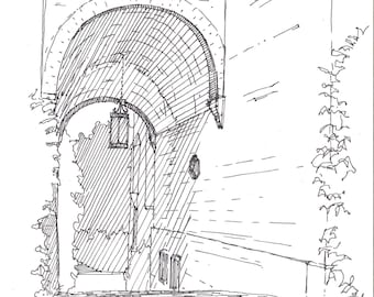 GEORGETOWN ARCHITECTURE - Washington DC, Archway, Colonial, Cobblestone, Brick, Pen and Ink, Drawing, Sketchbook, Art Print, Drawn There