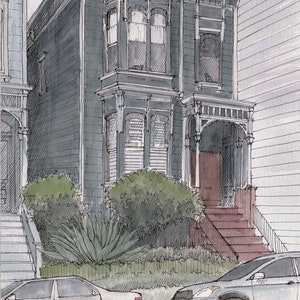 VICTORIAN HOUSE San Francisco - Architecture, California, Victorian, Art, Ink and Watercolor, Drawing, Painting, Sketchbook, Drawn There