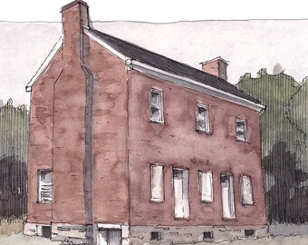 NATCHEZ TRACE Historical Gordon Family House - Architecture, Mississippi, Watercolor Painting, Drawing, Art Print, Drawn There