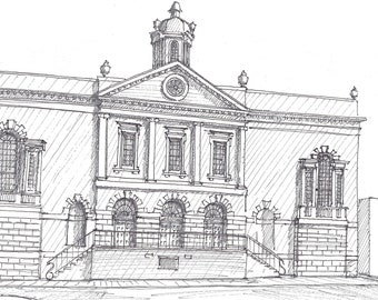 OLD EXCHANGE BUILDING - Charleston, South Carolina, Historic Architecture, Drawing, Pen and Ink, Sketchbook, Art, Print, Drawn There