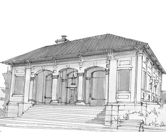 HISTORIC POST OFFICE McKinney, Texas - Architecture, Plein Air, Pen and Ink, Urbansketcher, Sketchbook, Art, Drawn There