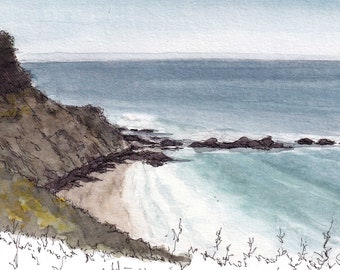 BIG SUR COASTLINE - Mountains, Ocean, Road Trip, pch, California, Drawing, Watercolor Painting, Landscape, Sketchbook, Art, Drawn There