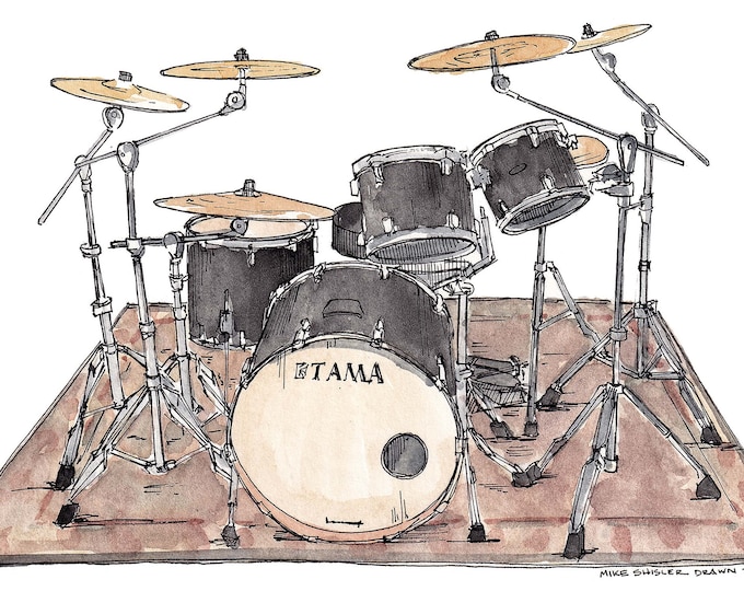 DRUM KIT - Music, Musical Instrument, Tama, Percussion, Rock, Band, Drawing, Watercolor Painting, Sketchbook, Art, Drawn There