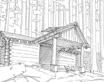 OLYMPIC NATIONAL PARK - Sol Duc Hiking Shelter, pnw, Washington, Architecture, Woods, Forest, Drawing, Ink, Sketchbook, Art, Drawn There