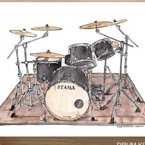 DRUM KIT - Music, Musical Instrument, Tama, Percussion, Rock, Band, Drawing, Watercolor Painting, Sketchbook, Art, Drawn There