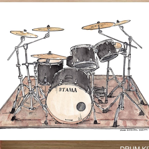 DRUM KIT - Musique, Instrument de Musique, Tama, Percussions, Rock, Band, Dessin, Aquarelle, Carnet de croquis, Art, Drawn There