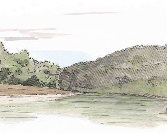 BUFFALO NATIONAL RIVER - Near Spring Creek Arkansas, Landscape, Watercolor Painting, Drawing, Sketchbook, Art, Drawn There