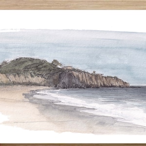 CRYSTAL COVE State Park - Beach, Ocean, Cliffs, Abalone Point, Landscape, Plein Air Watercolor Painting, Sketchbook, Art Print, Drawn There