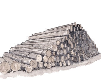 LUMBERJACK LOGGING ART - Forestry Watercolor Painting, Wall Art Print