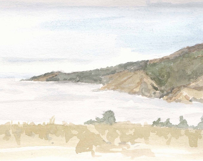 CLOUD INVERSION at Big Sur Coastline - California, Mountains, Ocean, Fog, Watercolor Painting, Plein Air, Sketchbook, Art, Drawn There