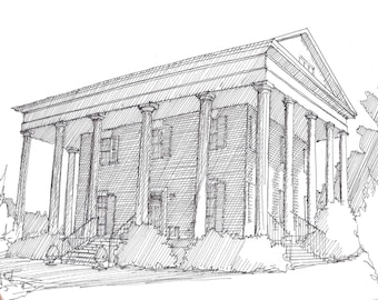 BARRINGTON HALL PLANTATION in Roswell, Georgia - Drawing, Architecture, Pen and Ink, Sketchbook, Art, Drawn There