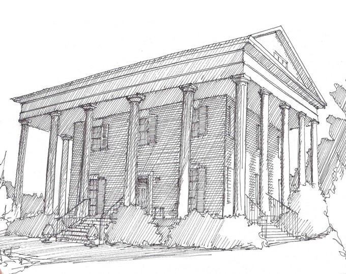 BARRINGTON HALL PLANTATION in Roswell, Georgia - Drawing, Architecture, Pen and Ink, Sketchbook, Art, Drawn There