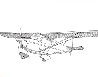 CITABRIA 7KCAB AIRPLANE - Plane, Fly, Travel, Flight, Ink Drawing, Line Drawing, Art, Print, Drawn There