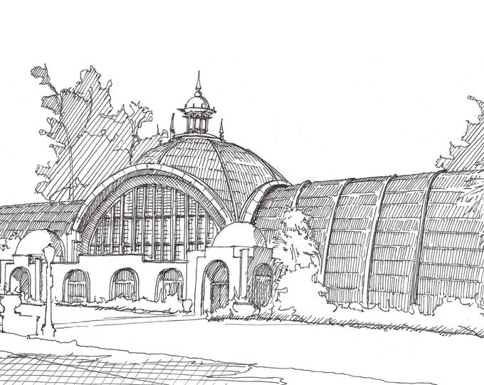 BOTANICAL BUILDING, Balboa Park, San Diego, California - Garden, Flowers, Architecture, Drawing, Pen and Ink, Sketchbook, Art, Drawn There