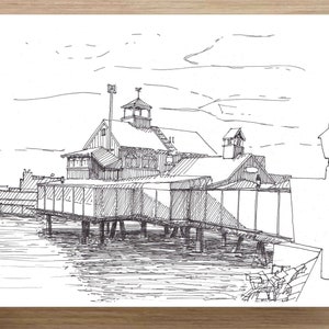 SEAPORT VILLAGE San Diego, California - Fishing Port, Architecture, Seafood, Mission Bay, Drawing, Pen and Ink, Sketchbook, Drawn There