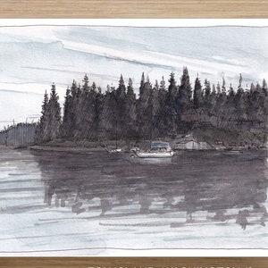FOX ISLAND, WASHINGTON - Pacific Northwest, Puget Sound, Tacoma, Ink Drawing, Watercolor Painting, Sketchbook, Art, Plein Air, Drawn There
