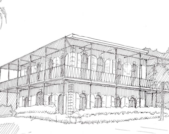 ERNEST HEMINGWAY HOUSE - Key West, Florida, Architecture, Drawing, Pen and Ink, Line Drawing, Sketchbook, Drawn There