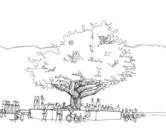 BLACK ROCK CITY - Tree of Tenere, Interactive Art, Playa, Pen and Ink, Drawing, Sketchbook, Art, Print, Drawn There