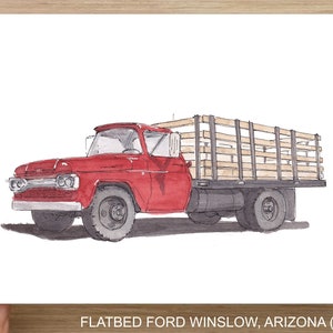 WINSLOW ARIZONA - The Eagles, Standin On A Corner, Route 66, Flatbed Ford, Watercolor, Drawing, Painting, Sketchbook, Art, Drawn There
