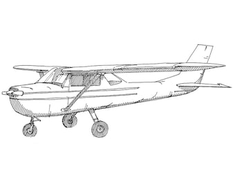 CESSNA AIRPLANE - Plane, Fly, Travel, Flight, Ink Drawing, Line Drawing, Art, Print, Drawn There